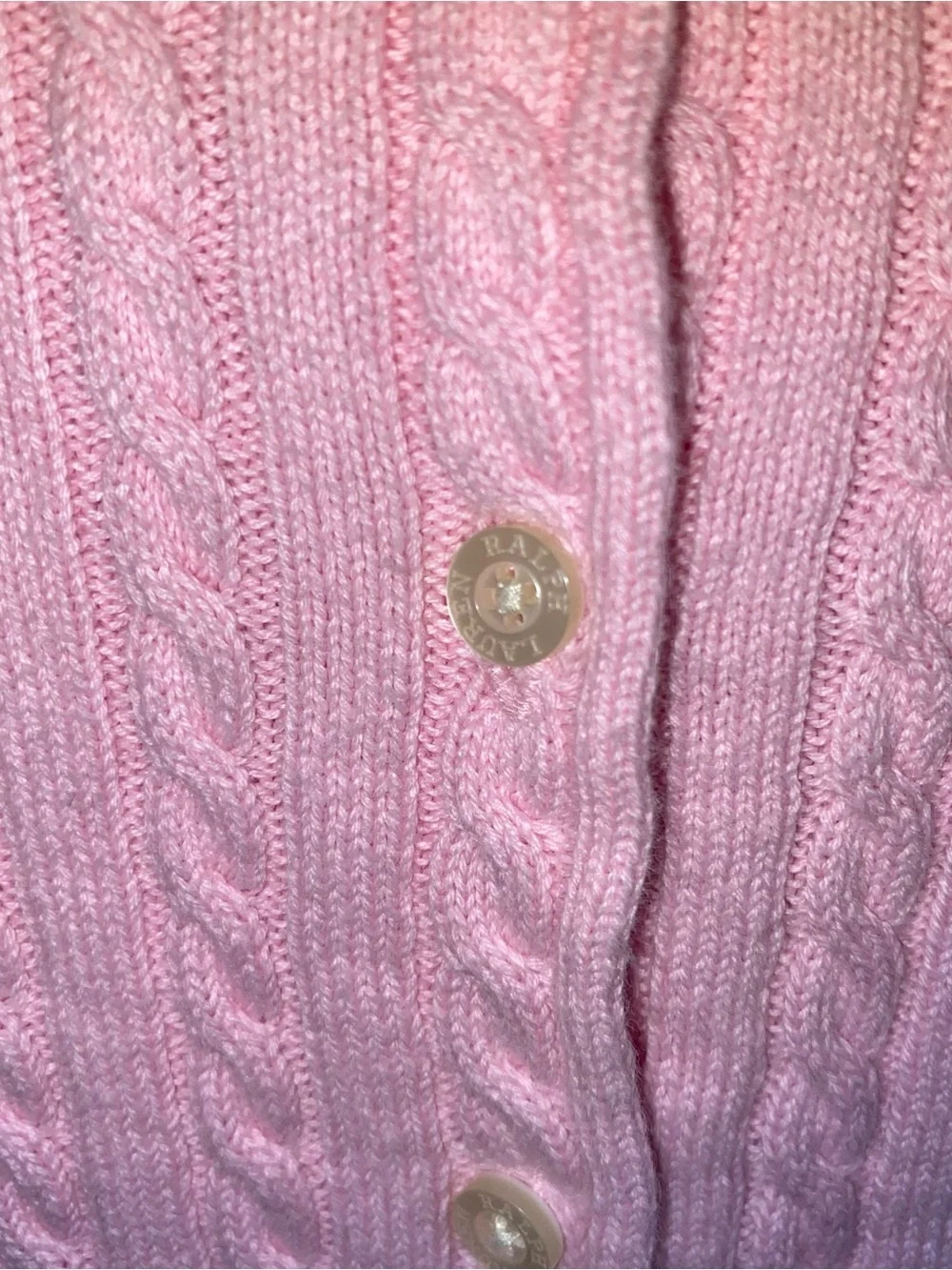 Girls Ralph Lauren Cable Knit Cardigan Pink Cotton L (12-14) See Measurements